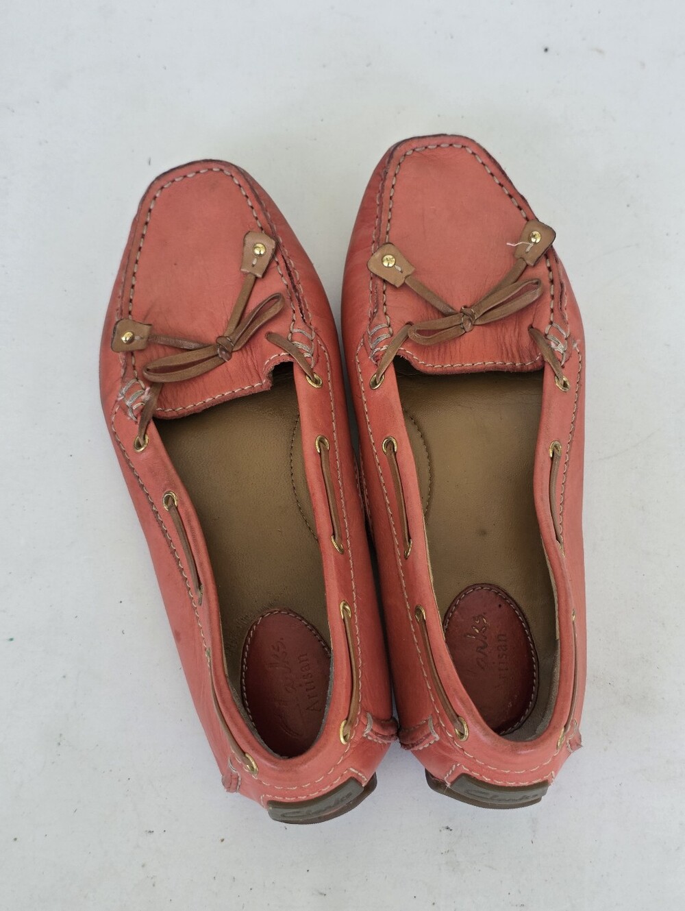 Clarks Artisan Coral Leather Driving Moccasins Loafers Women's US 7.5M Comfort